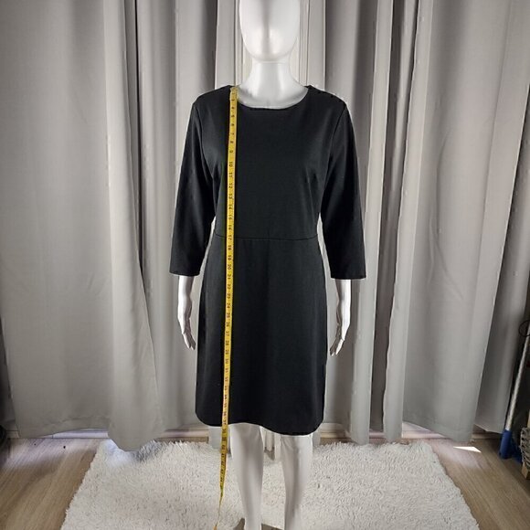 Old Navy Women Black 3/4 Sleeve Knee Length Sweatshirt Cotton Blend Dress Size L - Picture 5 of 14